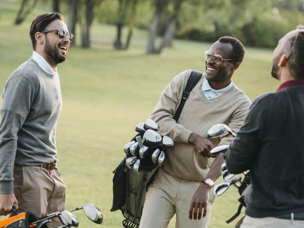 Golfers on golf course 